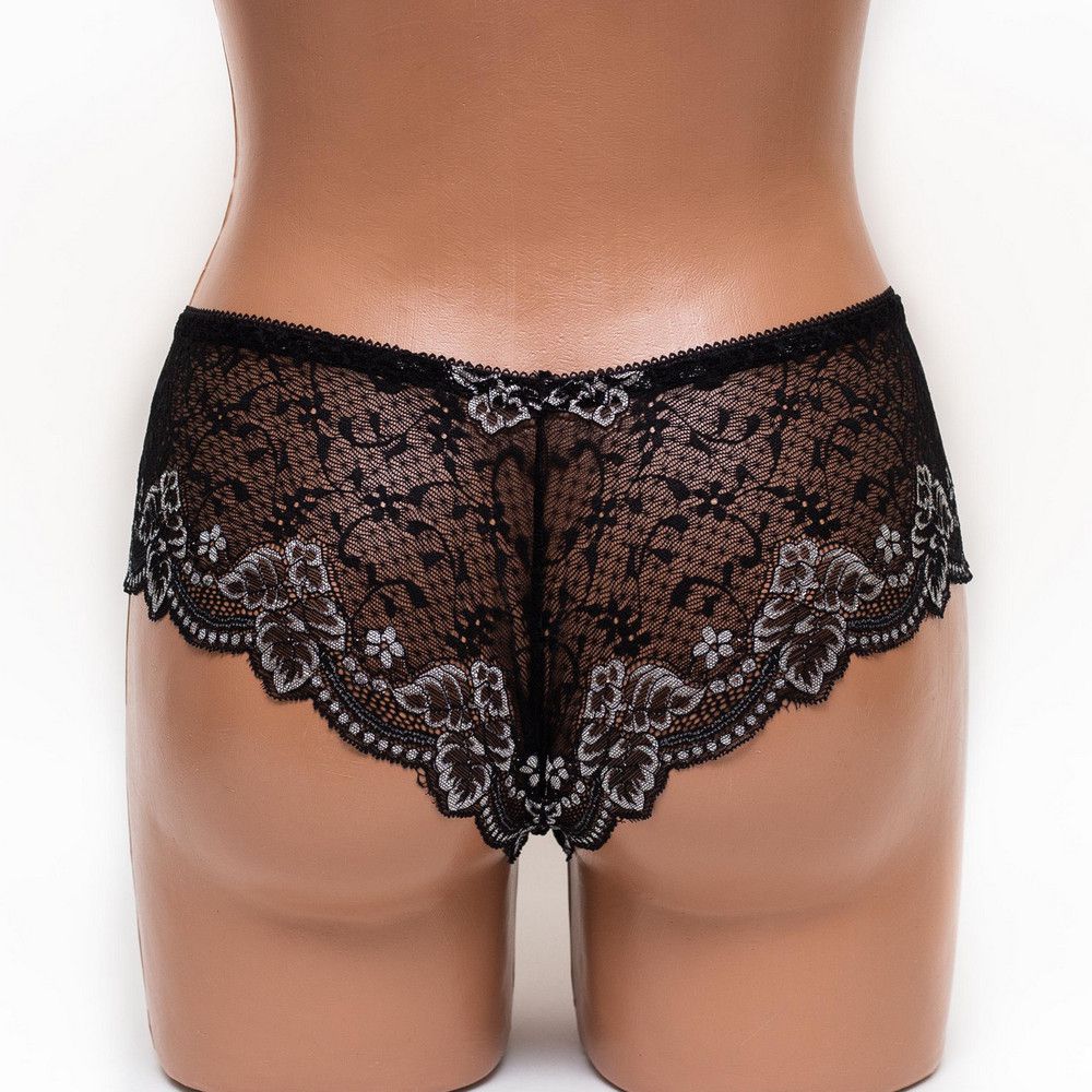 Трусики женские бразилиана кружевные Mia 197 черные k3384-3