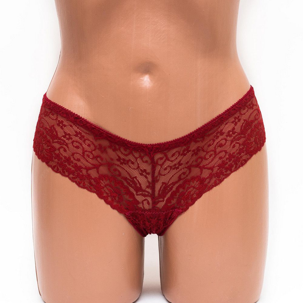Трусики женские бразилиана кружевные Mia 197 бордовые k3384-4