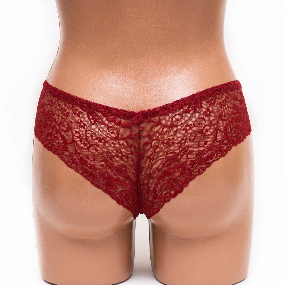 Трусики женские бразилиана кружевные Mia 197 бордовые k3384-4