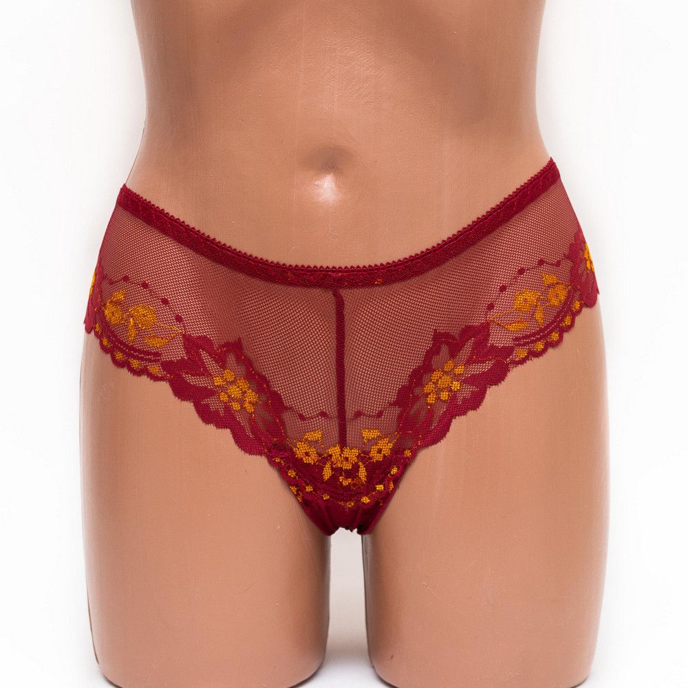 Трусики женские бразилиана кружевные Mia 197 бордовые k3384-5