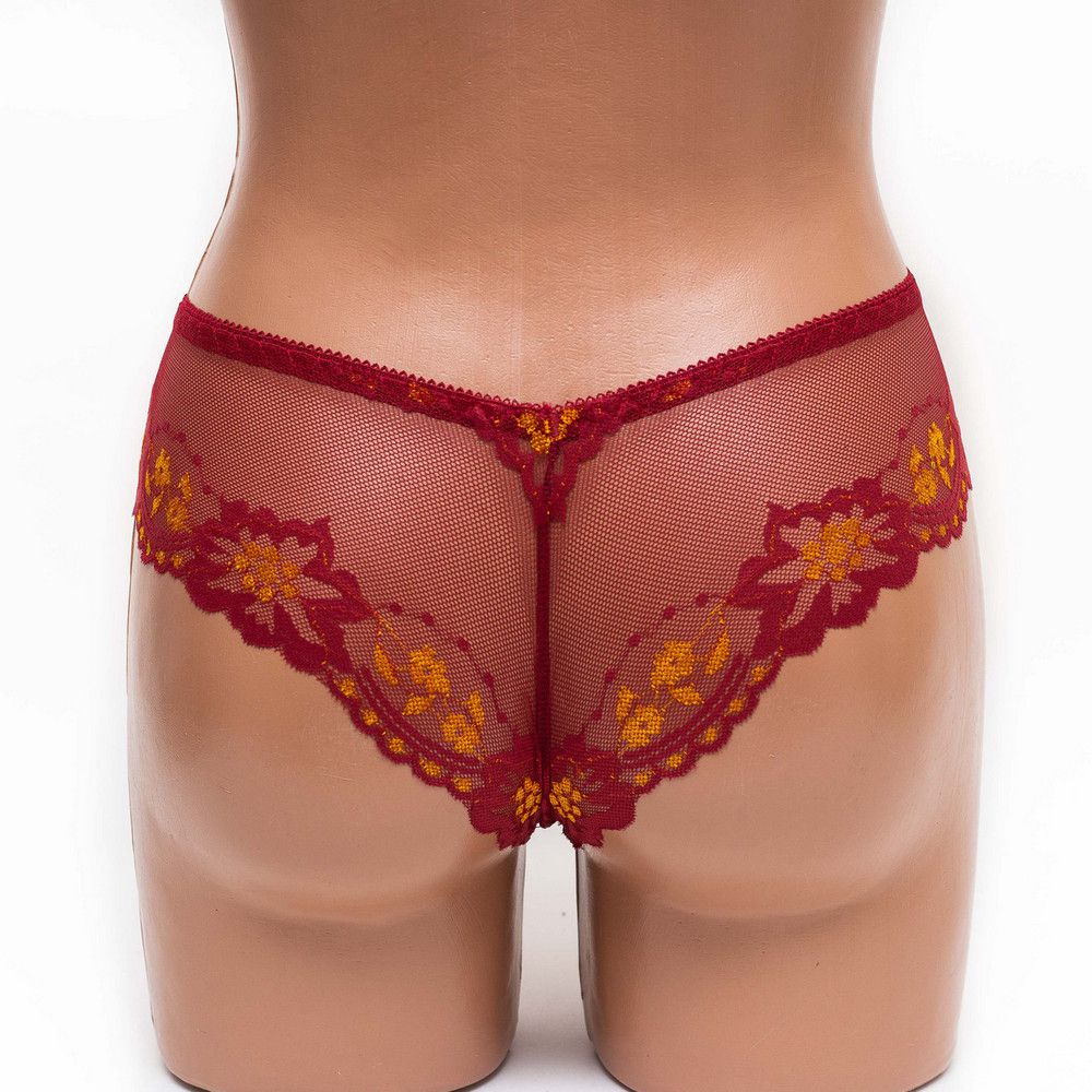 Трусики женские бразилиана кружевные Mia 197 бордовые k3384-5