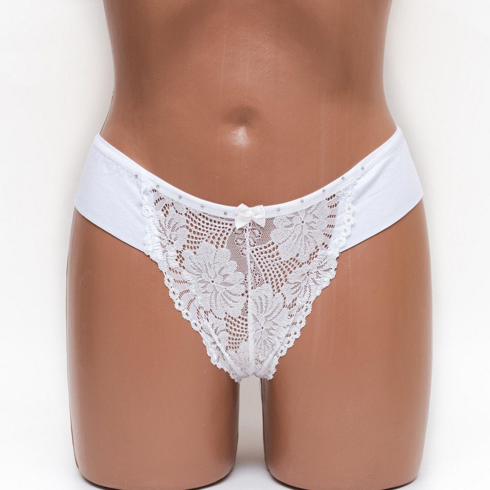 Трусики-бразилиана женские кружевные ER and DO белые k3404-2