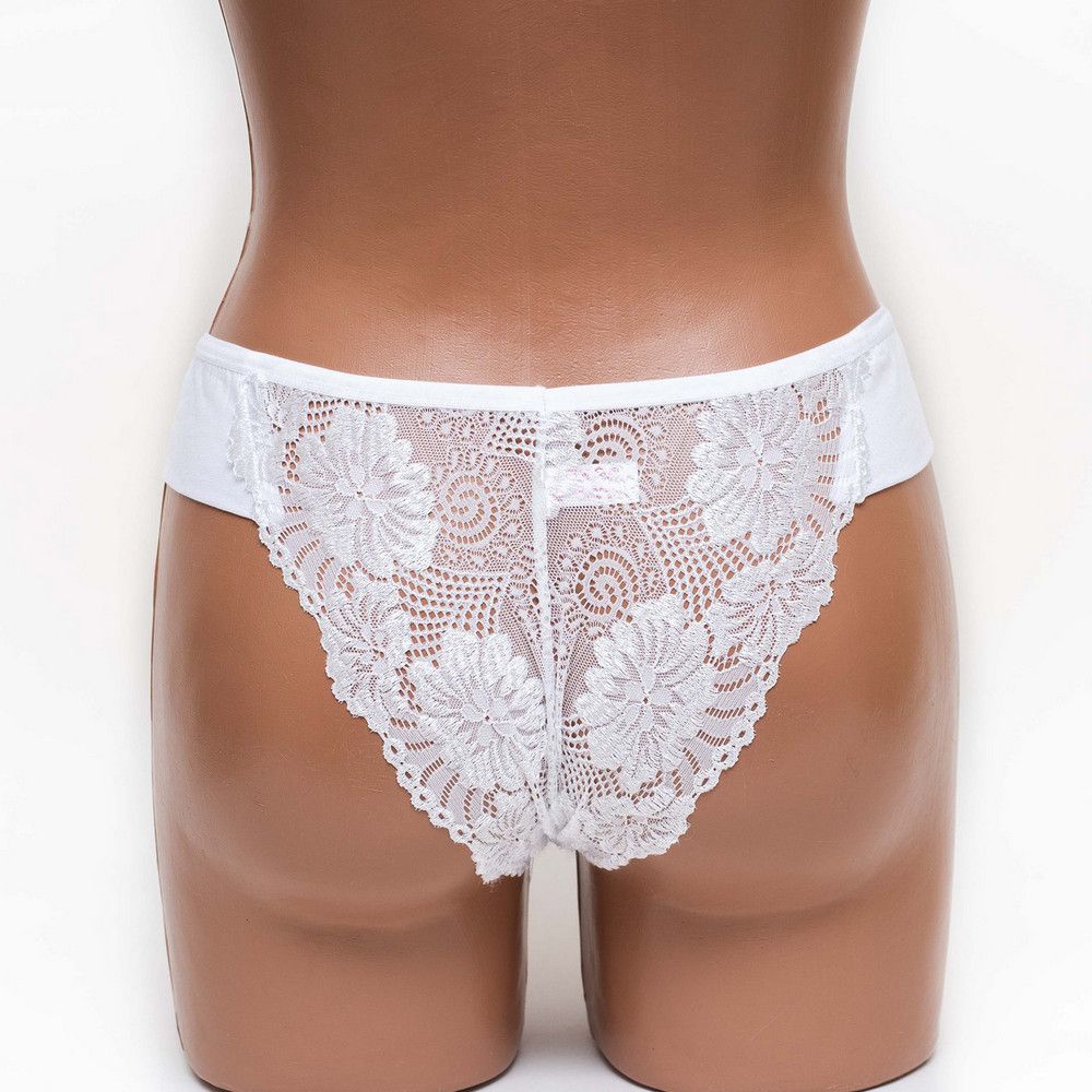 Трусики-бразилиана женские кружевные ER and DO белые k3404-2