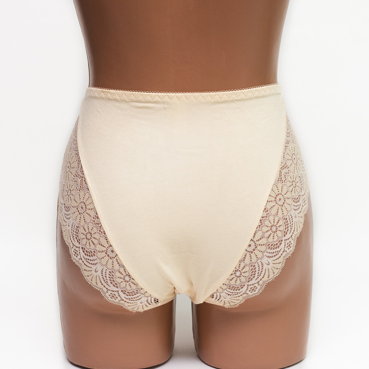 Женские трусики хлопок с кружевом Anttifu 6289 бежевые k3511-2