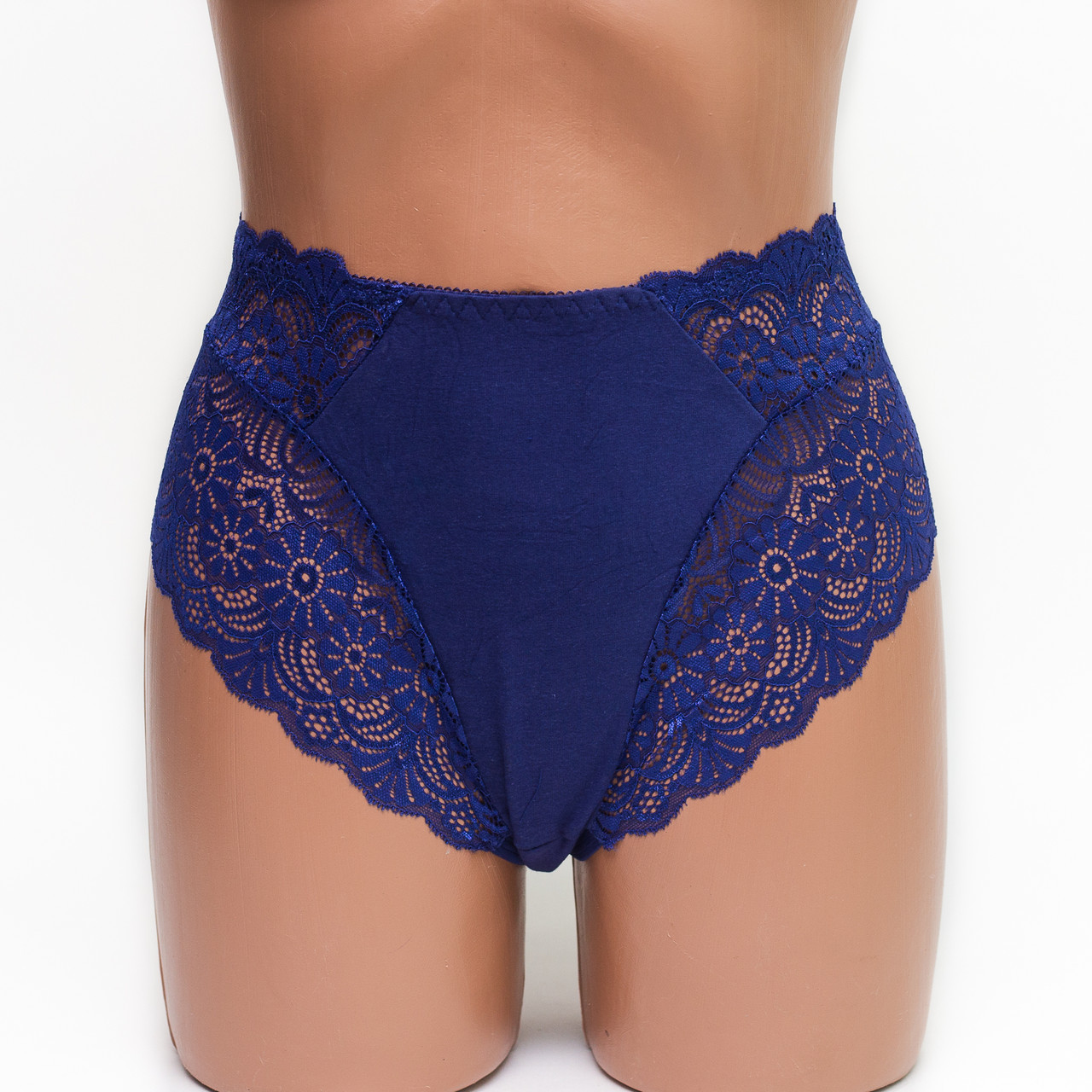 Женские трусики хлопок с кружевом Anttifu 6289 синие k3511-3