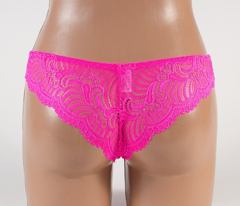Бесшовные трусики с кружевом малиновые  k3010