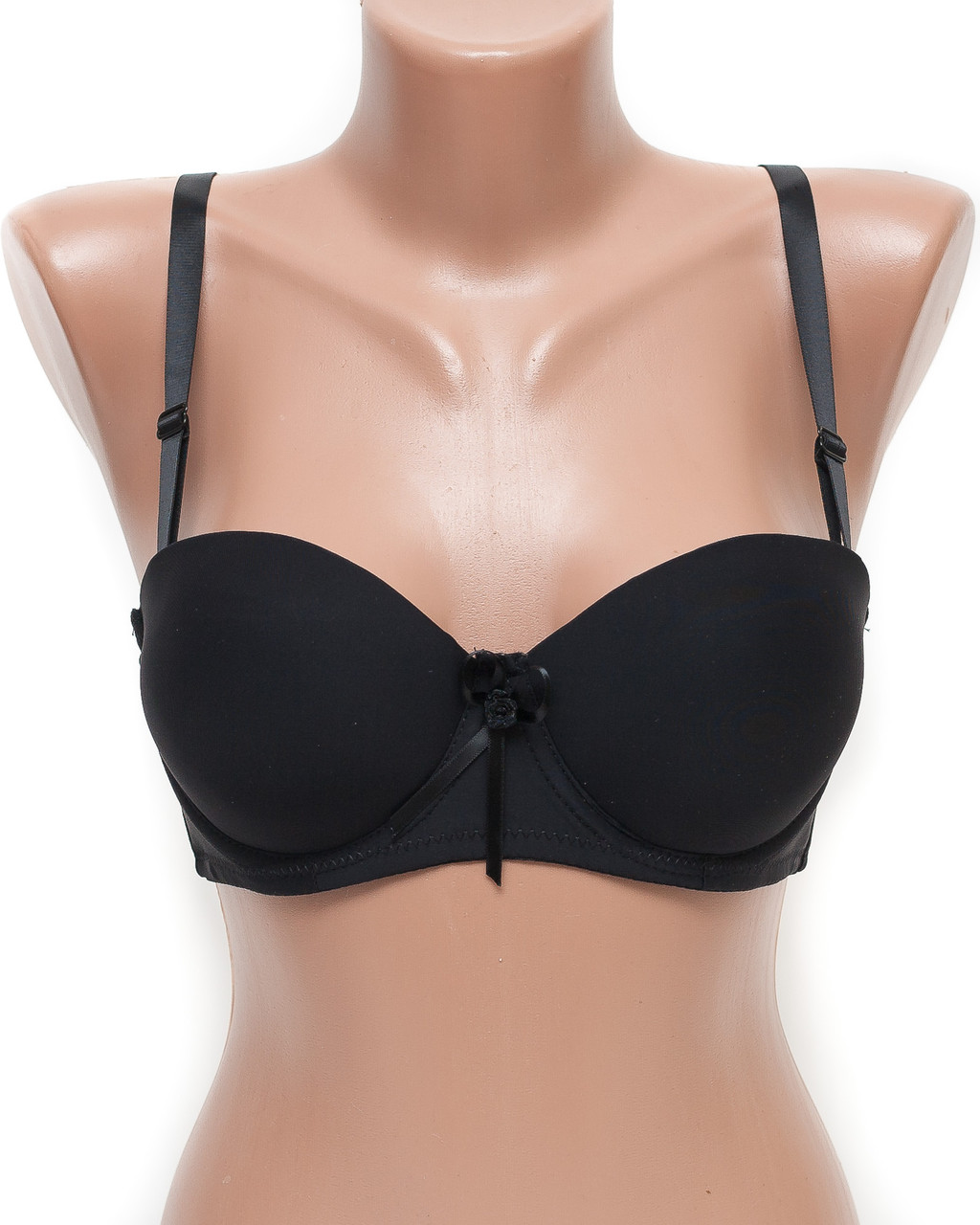 Бюстгальтер балконет пуш-ап гладкая чашка 6766 черный 75В K5132-1-75B
