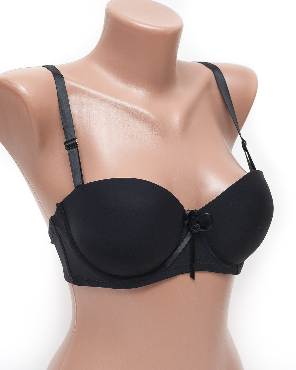 Бюстгальтер балконет пуш-ап гладкая чашка 6766 черный 75В K5132-1-75B