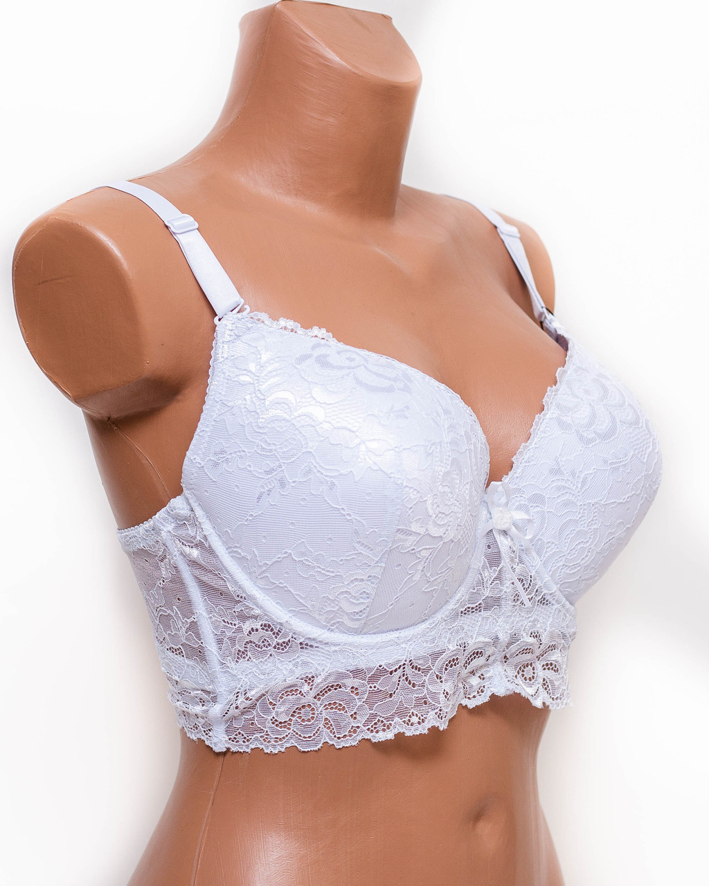 Бюстгальтер бюстье кружевной 100D Biweier 8473 белый k5166-1